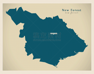 现代,居住区,新森林,英格兰,绘画插图,城市,剪影
