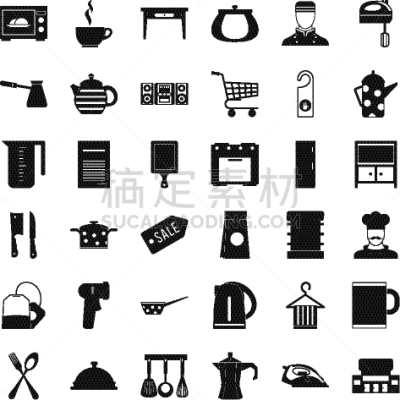 厨房器具,计算机图标,分离着色,菜单,晚餐,食品,锅,汤匙,收集,烹调