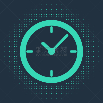 green clock icon isolated on blue background