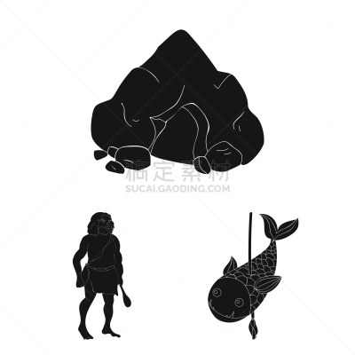 黑色,石器时代,新生活,计算机图标,分离着色,时间,人,男人,布置,收集