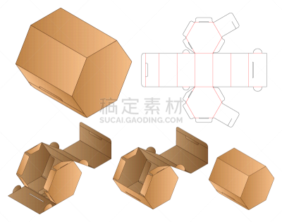 模板,六边形,形状,纸袋,商务,背景分离,韧性,纸盒,食品,泰国