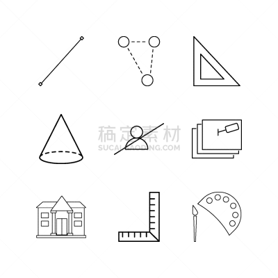 轮廓,直的,图标集,计算机图标,矢量,三角板,图像,标志,石洞壁画,教育