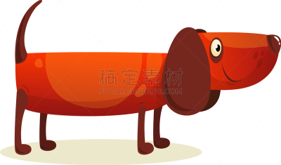 狗,卡通,可爱的,梗犬,小的,警犬,斯班尼犬,腊肠犬,站