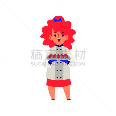 专业人员,女孩,矢量,绘画插图,平坦的,古服装,分离着色,菜单,背景分离,餐具