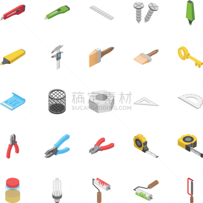 工艺刀,垃圾筒,厨房器具,荧光笔,三角板,画笔,剥皮器,用具,矢量,节能