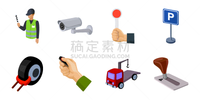 交通,计算机图标,已付,条纹,男人,收集,停车,布置,监视