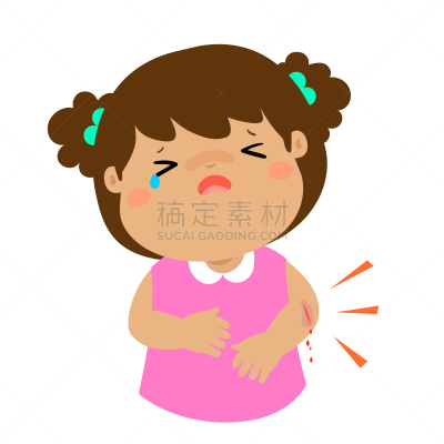 意外事件,女孩,分离着色,人,图像,小的,性格,矢量,哭