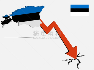 危机,绘画插图,爱沙尼亚,矢量,金融,商务,图表,概念象征,损失,爱沙尼亚旗
