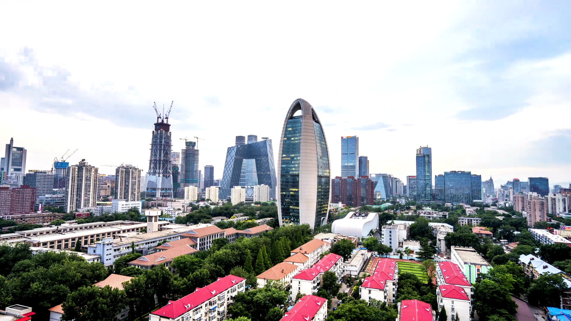 北京的现代天际线和建筑，延时摄影-股票视频