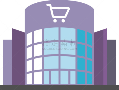 shopping centre flat design long shadow color icon