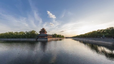 延时摄影-紫禁城日落，北京，中国