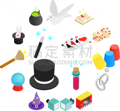 魔术,三维图形,图标,球体,计算机,飘然,圆柱体,动物,鸟类,童话故事