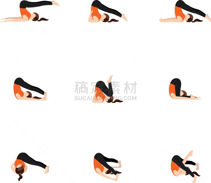 瑜伽,耕犁,分离着色,体操,姿态优美,图像,梨式,女人,布置,锻炼