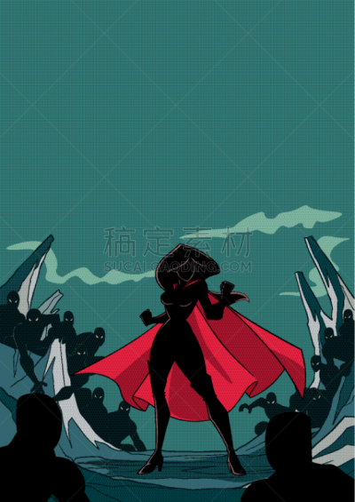 暗色,漫画书,斗篷,女人,动物,恶魔,剪影,准备,站