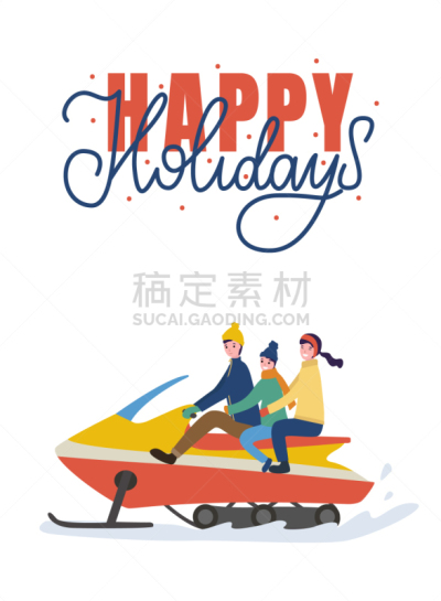 家庭,雪上汽车运动,矢量,寒冷,连指手套,贺卡,父母,母亲,父亲,雪