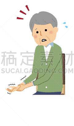 四肢,老年男人,症状,人,白色背景,部分,仅日本人,男人,颤抖,生病
