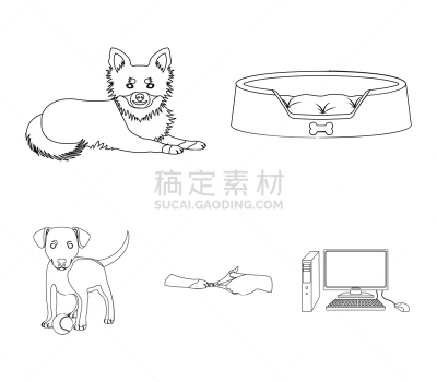 兽医,宠物,爪,轮廓,垃圾,图像,矢量,分离着色,收集,教育