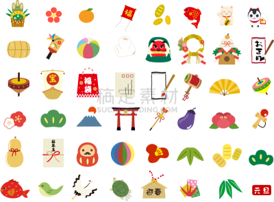 新年前夕,镜饼,事件,滨家,纸玩偶,一月,桔子,鸟类,梅子,茶花