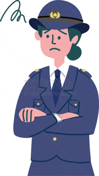 女人,警官,做手势,线条,警察局,简单,绘画插图,问号,问题,评论员