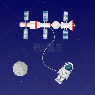 宇航员,极简构图,平坦的,太空交通工具,旅途,太空船,无线电通信装置,太空服,技术,现代