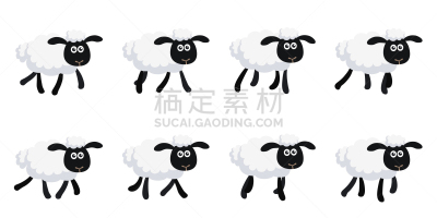 分离着色,绵羊,仙女,卡通,圆形,白色,可爱的,跑,行动