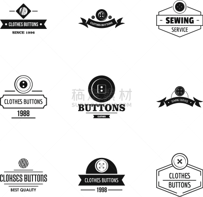 button production logo set simple style