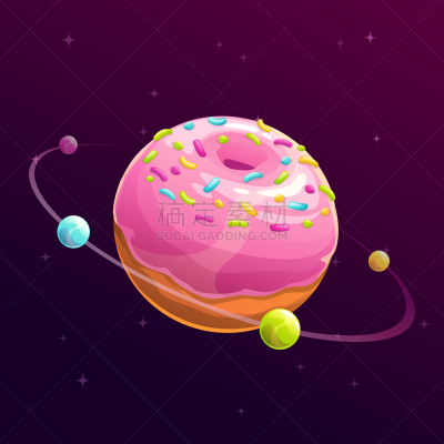 行星,幻想,太空,多纳圈,糖果,粉色,分离着色,球体,蛋糕,食品