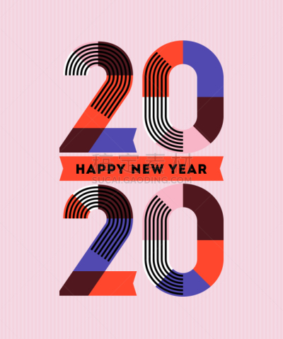 条纹,新年前夕,缎带,2020,日历,新年,字体,新铸的卢比,几何形状