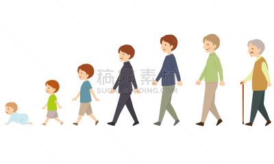 人,动作,老年男人,中老年男人,人类母体内发育阶段,儿童,初中学生,中老年人,手杖,生长