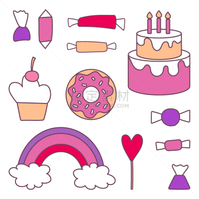 矢量,绘画插图,糖果店,明信片,请柬,高雅,蛋糕,直的,四元素