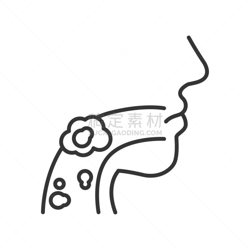 癌症,概念,计算机图标,线条,黑色,喉部检查,有序,健康保健,背景分离