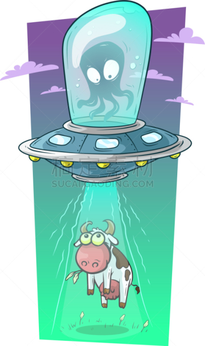 太空船,怪物,外星人,动画片,母牛,太空交通工具,可爱的,空间探索,偷盗