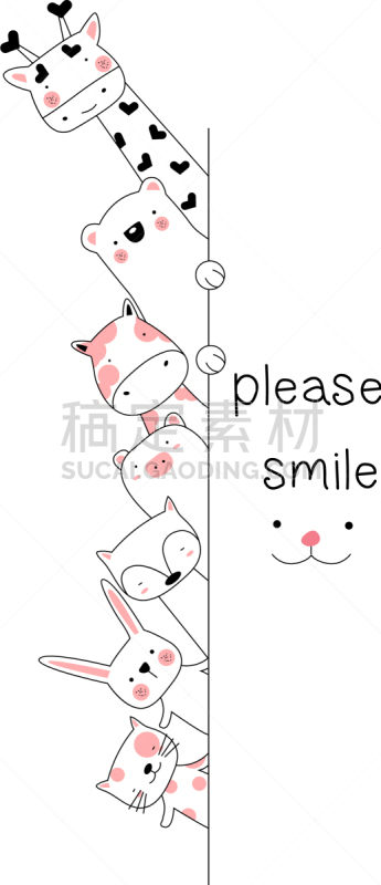 可爱的,幼小动物,动物手,高雅,卡通,线条画,猫,贺卡,浪漫,绘制