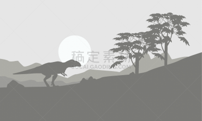 风景,山,远古的,白垩系,古生物学,图像,已灭绝生物,原始主义,史前时代,进攻