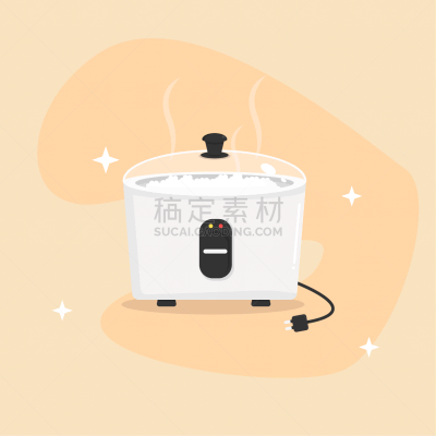 绘画插图,矢量,电饭锅,热,背景分离,食品,米,技术,蒸锅,稻