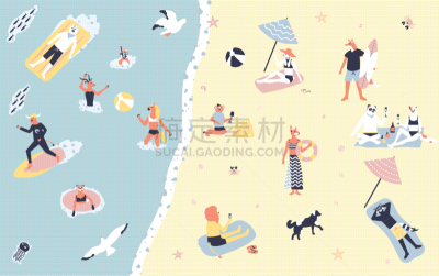 人,海滩,动画片,公寓,多样,海豚,女人,放松,休闲,坐