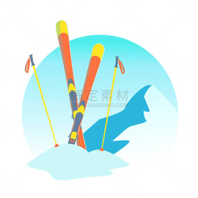 滑雪场,计算机图标,雪,绘画插图,卡通,山,滑雪运动,矢量,证章,跑