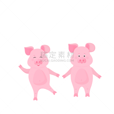 可爱的,猪,动物,卡通,幽默,农业,传统,春节,坐,站