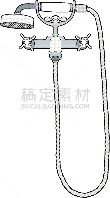 水龙头,淋浴头,矢量,浴室,管道工,图像,安装,复古