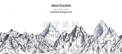 插画,动物手,四方连续纹样,山,雪,石头,绘制,复古,剪影