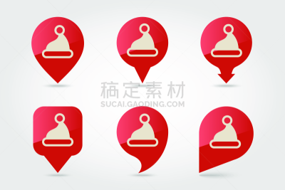 平坦的,计算机图标,帽子,图钉,指示棒,圣诞帽,雪,位置,距离标记