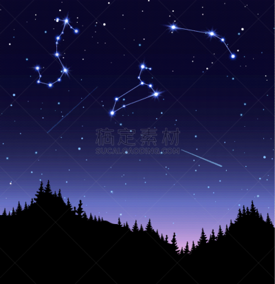 星座,平坦的,暗色,杉树,行星,木制,天空,星系,夜晚,自然