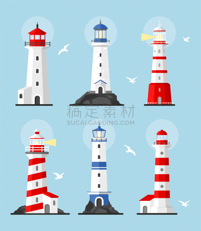 灯塔楼,小路,船,海岸线,波浪,建筑,探照灯,照亮,布置,希望