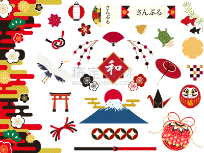 式样,日本,纸灯笼,华贵,边框,一月,信函,日本灯笼,马里,复古风格