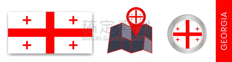格鲁吉亚,分离着色,图钉图标,美国州旗,职权,贞德,纺织品,乔治亚州州旗,乡村风格,三维图形