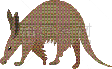 分离着色,白色,土豚,褐色,猪嘴,矢量,食草,舌头,陆地,侧面视角