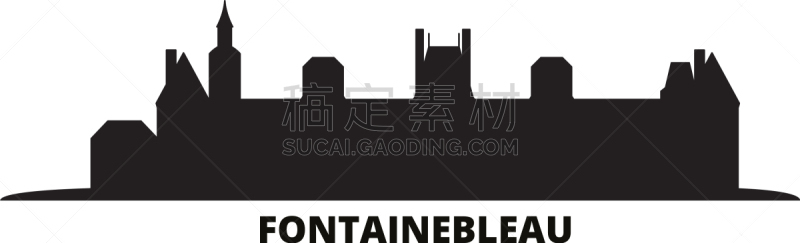 法国,城市天际线,枫丹白露宫,分离着色,名声,公园,草,植物,剪影
