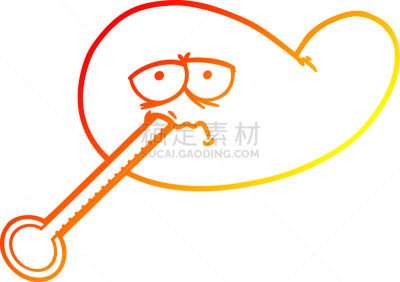 热,山,铅笔画,卡通,可爱的,人,图像,艺术,生病,愤怒