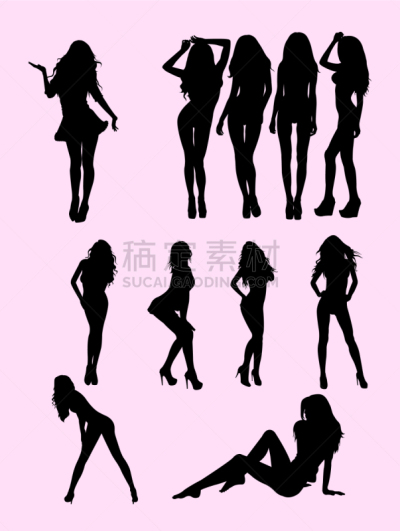 女人,可爱的,自然美,品牌名称,剪贴画,吉祥物,时髦的,剪影,奉承