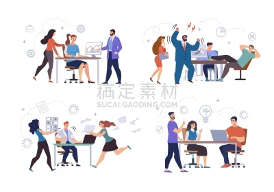 办公室,人,平坦的,矢量,职业,紧迫,商务,经理,背景分离,女人